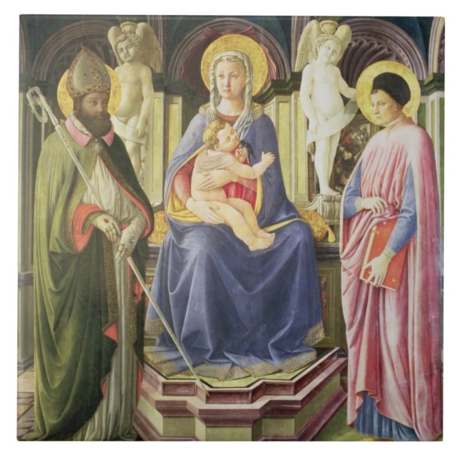 Carreau Madonna et l'enfant avec des solides solubles. (Devant)