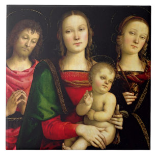 Carreau Madonna et l'enfant avec St John le baptiste