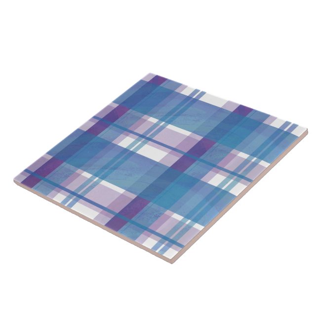 Carreau Madras Plaid Blue et Purple (Côté)