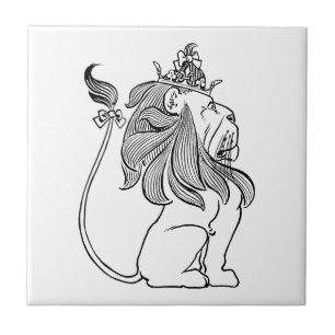 Carreau Mage de l'âge vintage Oz, Lion peureux avec couron