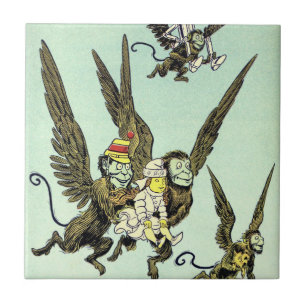 Carreau Mage de l'Oz vintage, singes volants avec Dorothy