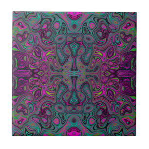 Carreau Magenta Abstrait et Motif Super Turquoise