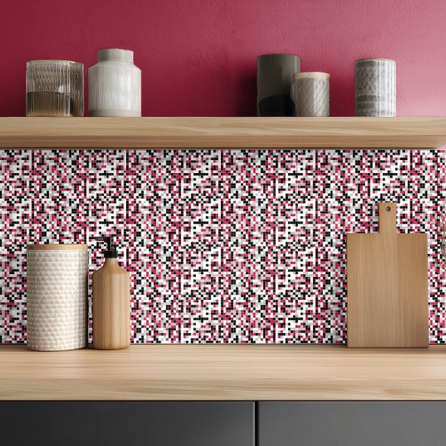 Carreau Magenta Moderne Géométrique Noir Gris (Créateur téléchargé)