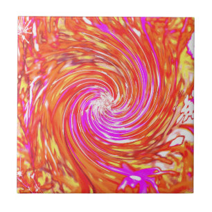 Carreau Magenta Rétro et Tourbillon Floral de Couleurs d'A