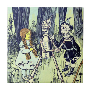Carreau Magicien vintage d'Oz, Dorothy rencontre le Tinman