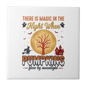 Carreau Magie dans la Nuit Halloween Citrouilles Design Vi