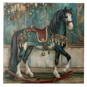 Carreau Magnifique cheval de Noël victorien