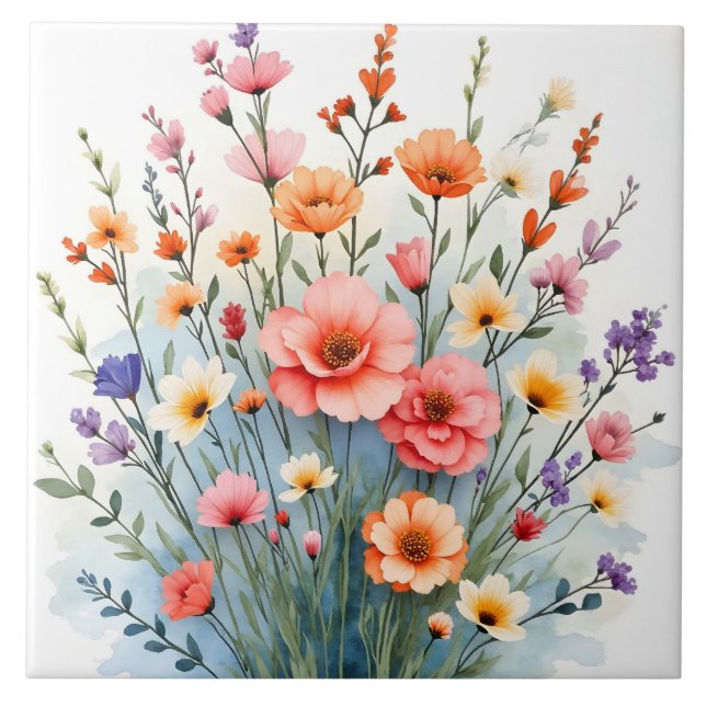 Carreau Magnifique Collection Luxueuse de Fleurs Sauvages (Devant)