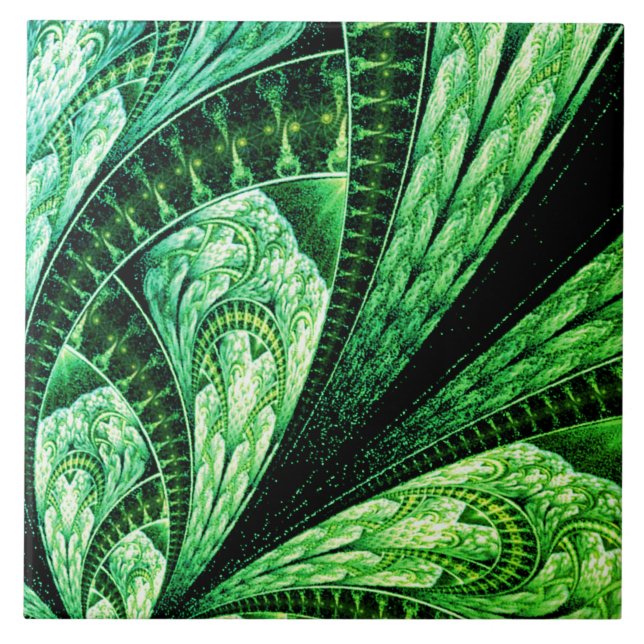Carreau Magnifique conception de fractale verte Art numéri (Devant)