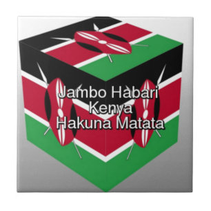 Carreau Magnifique Cube du Drapeau Kenyan avec Message