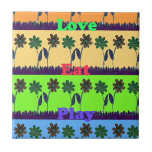 Carreau Magnifique Floral Pop texte coloré Manger Amour Jo