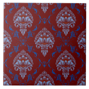 Carreau Magnifique motif classique Victorien rouge bleu bl