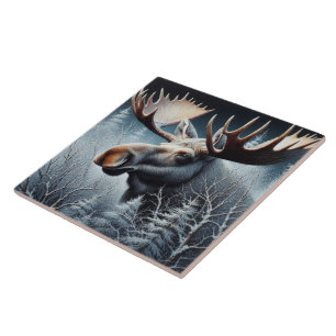 Carreau Magnifique orignal faune de montagne embrumée