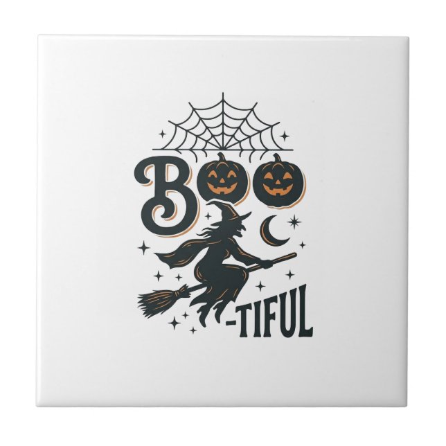 Carreau Magnifique sorcière Halloween design de gravure vi (Devant)