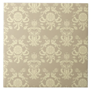 Carreau Magnifique Tan et Crème Vintage Floral