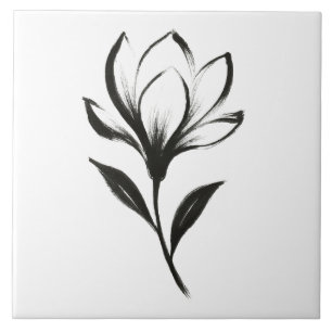 Carreau Magnolia de style encre – Dessin floral élégant su
