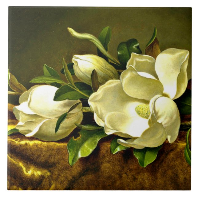 Carreau Magnolias sur Veston d'or, peinture d'art, (Devant)