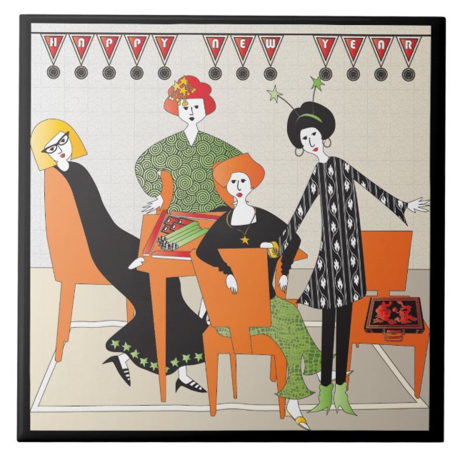 Carreau Mah Jongg Banner Nouvel An (Devant)