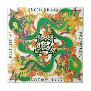 Carreau Mah Jongg Carrelage de dragon vert