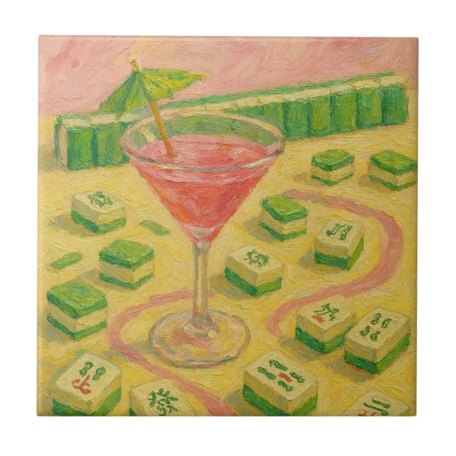 Carreau Mahjong Chic Peinture Cocktail  (Devant)