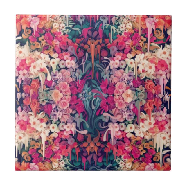 Carreau M'aime peut-être, fondant le motif floral (Devant)