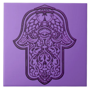Carreau Main de henné de Hamsa (violet)