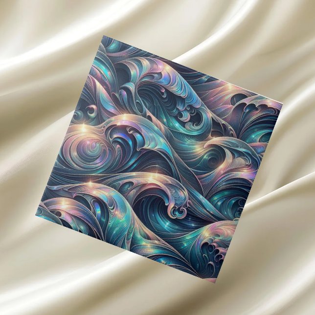 Carreau Maison de Luxe | Vagues Océaniques Côtières Arc-en (Créateur téléchargé)