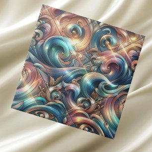 Carreau Maison de Luxe   Vagues Océaniques Côtières Arc-en