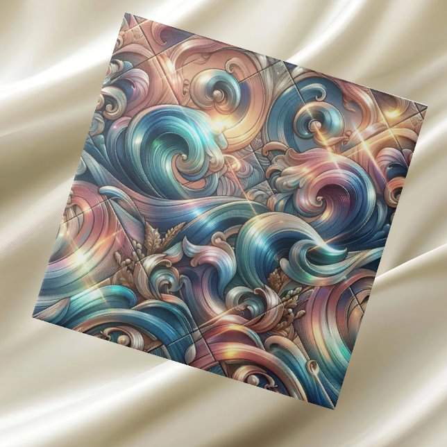 Carreau Maison de Luxe | Vagues Océaniques Côtières Arc-en (Créateur téléchargé)