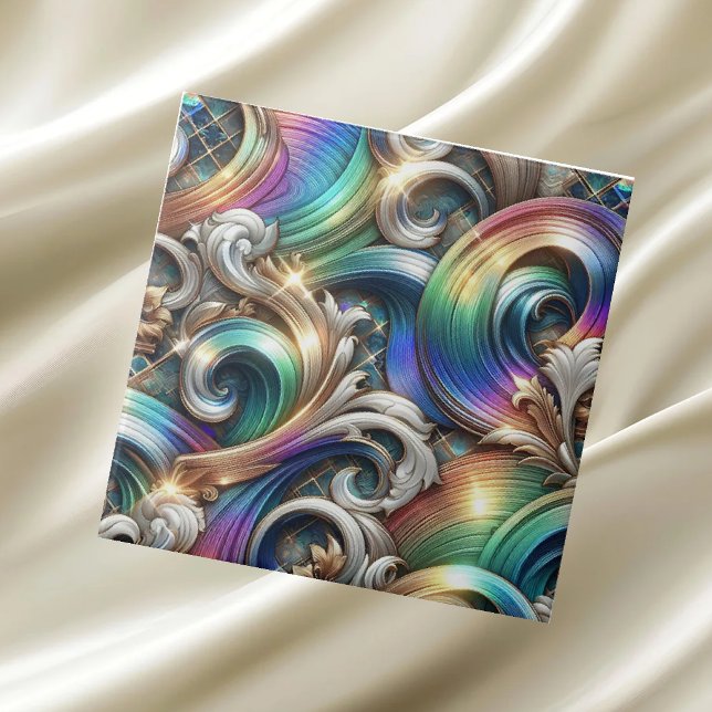 Carreau Maison de Luxe | Vagues Océaniques Côtières Arc-en (Créateur téléchargé)