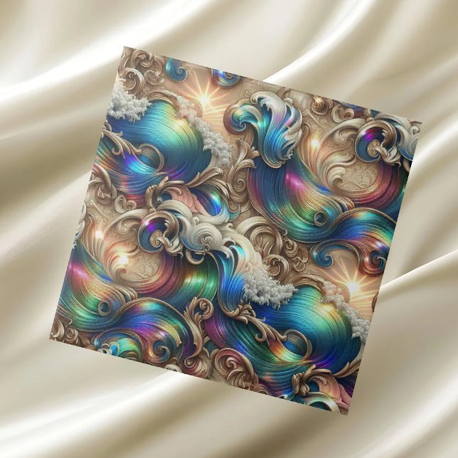 Carreau Maison de Luxe | Vagues Océaniques Côtières Arc-en (Créateur téléchargé)