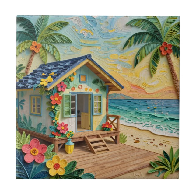 Carreau Maison de plage Art océanique côtier (Devant)