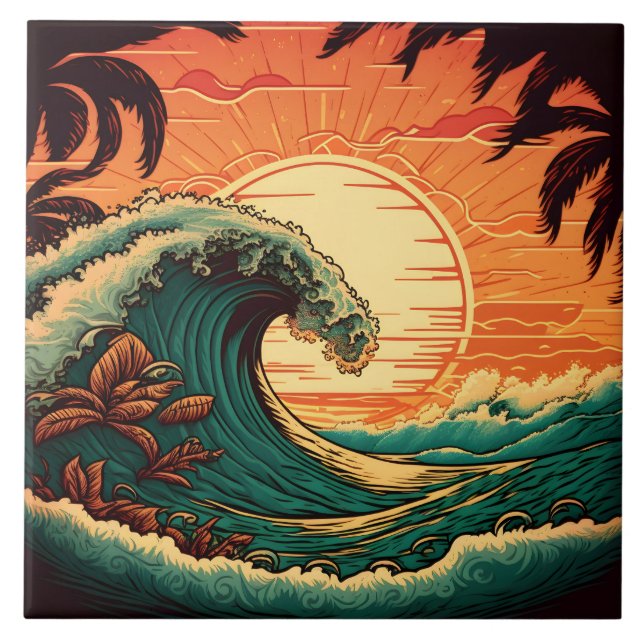 Carreau Maison de plage rétro mignonne  (Devant)