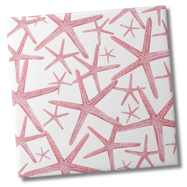 Carreau Maison de plage rose marine (Nautical Starfish Sea Beach Pattern Ceramic Tile)