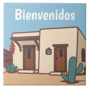 Carreau Maison en adobe du désert mexicain Bienvenue