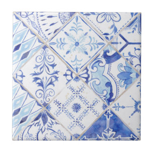 Carreau Maison Florale Cuisine Vintage Bleue Blanche