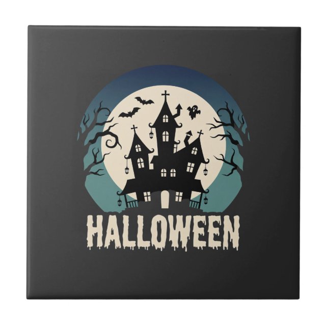Carreau Maison Hantée de la Lune Vector Halloween (Devant)