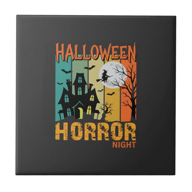 Carreau Maison hantée de la nuit d'horreur d'Halloween Vec (Devant)