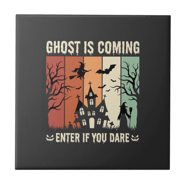 Carreau Maison Hantée Fantôme d'Halloween Arrive (Devant)
