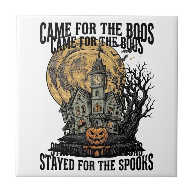 Carreau Maison Hantée Halloween Gravure Vintage T Spooky (Devant)