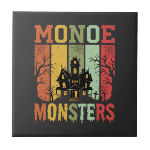 Carreau Maison Hantée Halloween Monstres Rétro