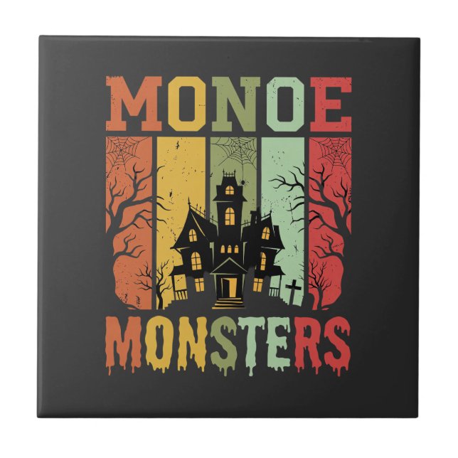Carreau Maison Hantée Halloween Monstres Rétro (Devant)