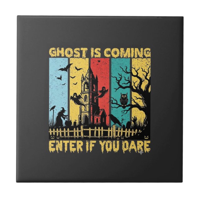 Carreau Maison Hantée Halloween Sorcière Chouette Arrivée  (Devant)