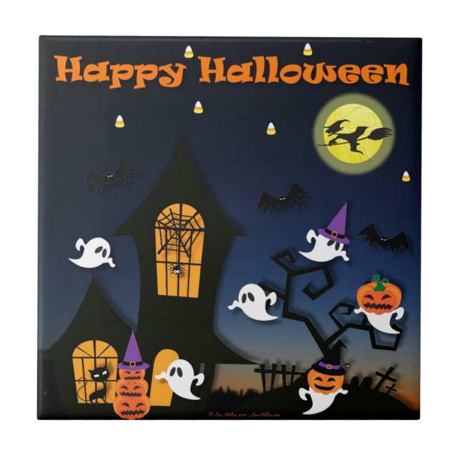 Carreau Maison hantée joyeuse Halloween (Devant)