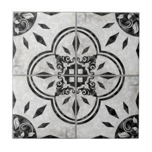 Carreau Maison rustique Motif noir blanc Pays chic