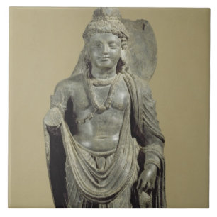 Carreau Maitreya, Gandhara (schiste gris)