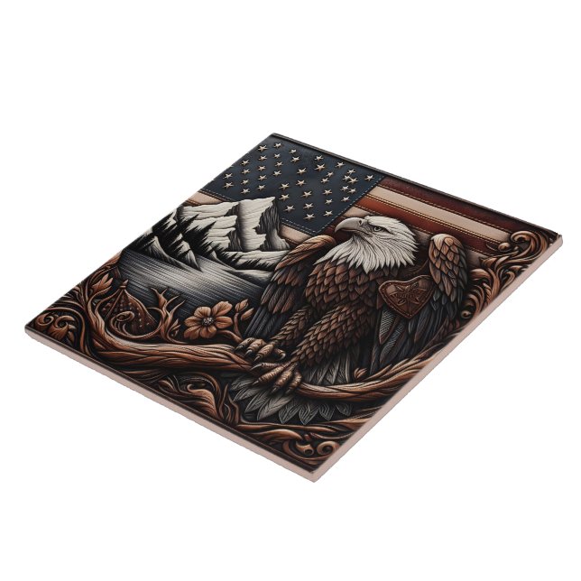 Carreau Majestic Eagle sur American Flag Relief Arwork (Côté)