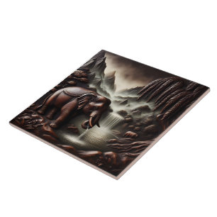 Carreau Majestic Elephant Boire par Cascade sereine