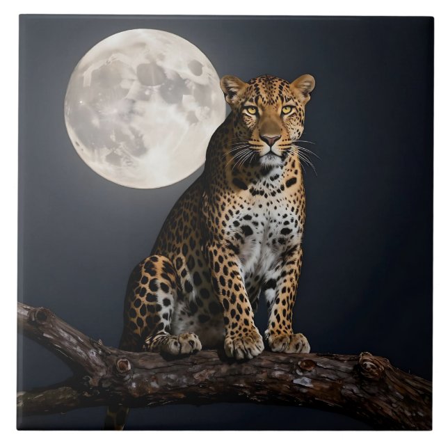Carreau Majestic Leopard and Full Moon   (Devant)