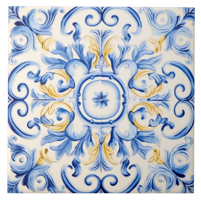 Carreau Majolica : Bleu et or (Devant)